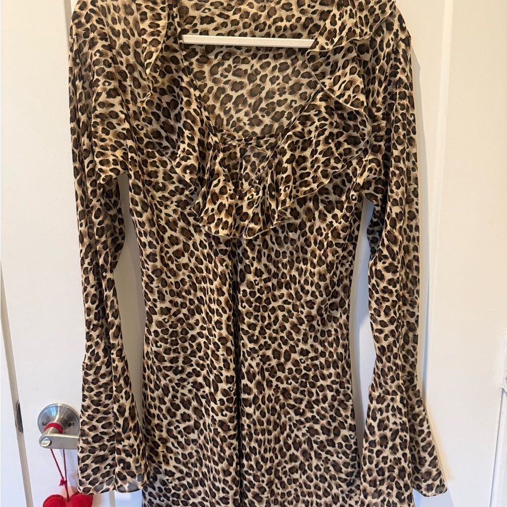Leopard Print Long Sleeve Dress